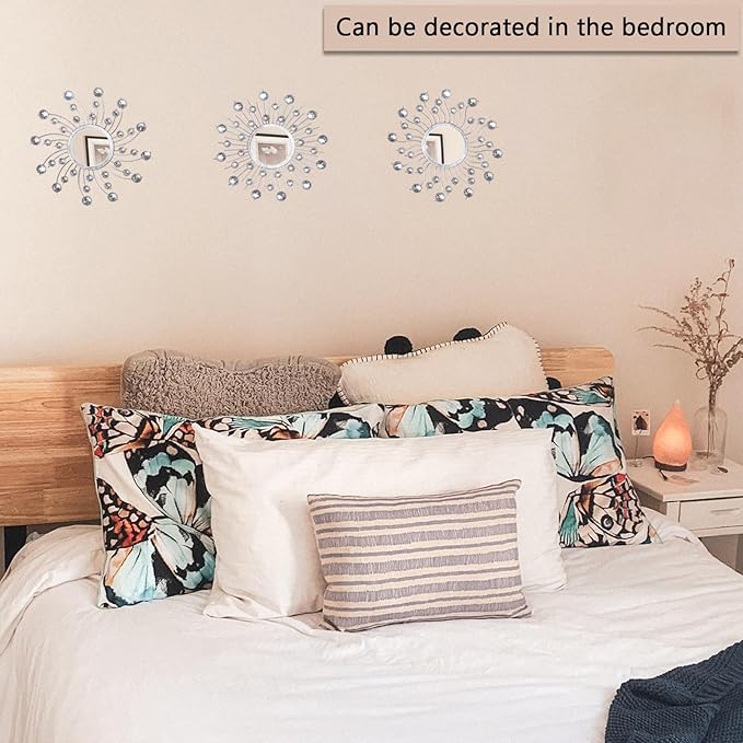 Mirror Wall Decor Metal Sun Mirror Wall Art Decorative Mirrors Home Decor Sunburst Mirror Hanging Living Room Bedroom Entryway, Style 1-Ruum Studio Home