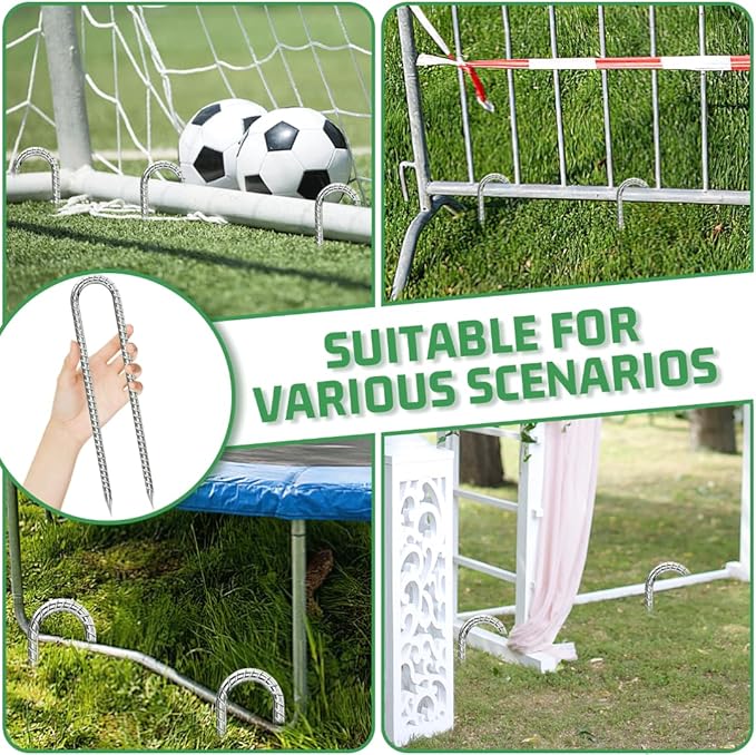Ground-Stakes-Heavy-Duty-12 inch, U-Hook Rebar Stakes Galvanized Anti-Rust 20pcs Garden Stakes Metal Ground Anchors for Garden Dog Fence Chicken Coop Tent Trampoline Accessories Deer Fence-Ruum Studio Home