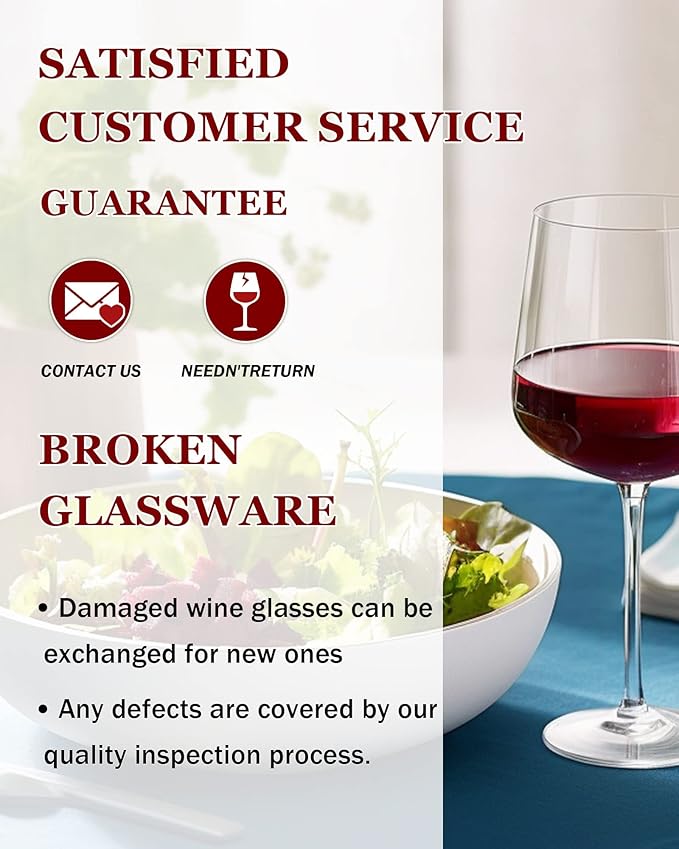 JBHO Hand Blown Italian Style Crystal Burgundy Wine Glasses - Lead-Free Premium Crystal Clear Glass - Set of 2-21 Ounce - Gift-Box for any Occasion-Ruum Studio Home