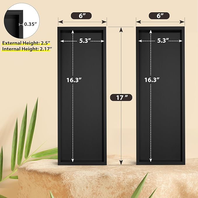 Kitchen Drawer Organizer Tray, Stackable Black Bamboo Drawer Organizer for Large Silverware, Utensils, Cutlery, Flatware, Junk, Dresser, Bathroom, 17" x 6" x 2.5" (Set of 2)-Ruum Studio Home