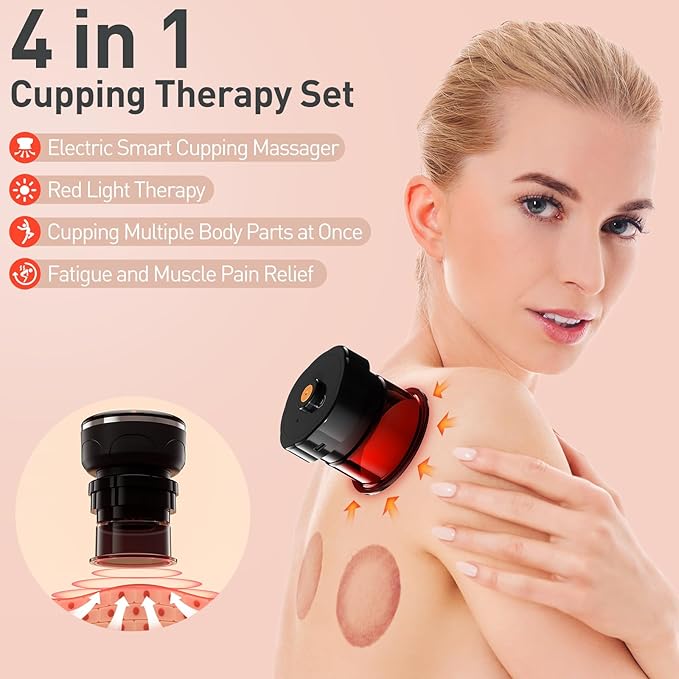 UBALANCE Smart Cupping Therapy Set - Cellulite Massager with 6 Massage Cups, Portable Electric Device for Enhanced Blood Circulation, Reduced Cellulite, and Muscle Soreness Relief(Black)-Ruum Studio Home
