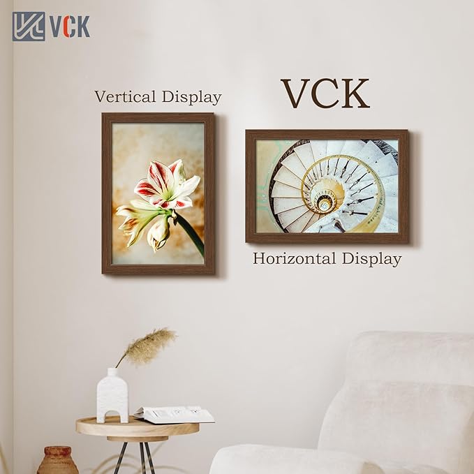 VCK 12x18 Picture Frame 3 Pack, Brown Wood Poster Frame with Exclusive Wood Grain, Wall Mounting Hanging-Ruum Studio Home