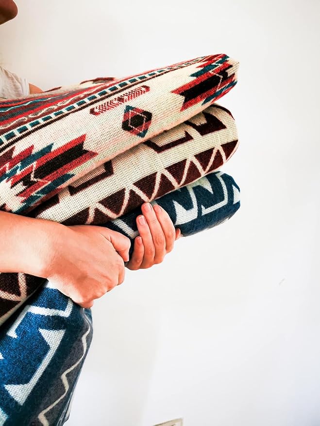 Off the Grid Inca Aztec Throw Blanket | Southwest Indian Navajo Boho Style | Native Woven Western Cover for Camping, Bedding, Couch (King, Condor Gray)-Ruum Studio Home