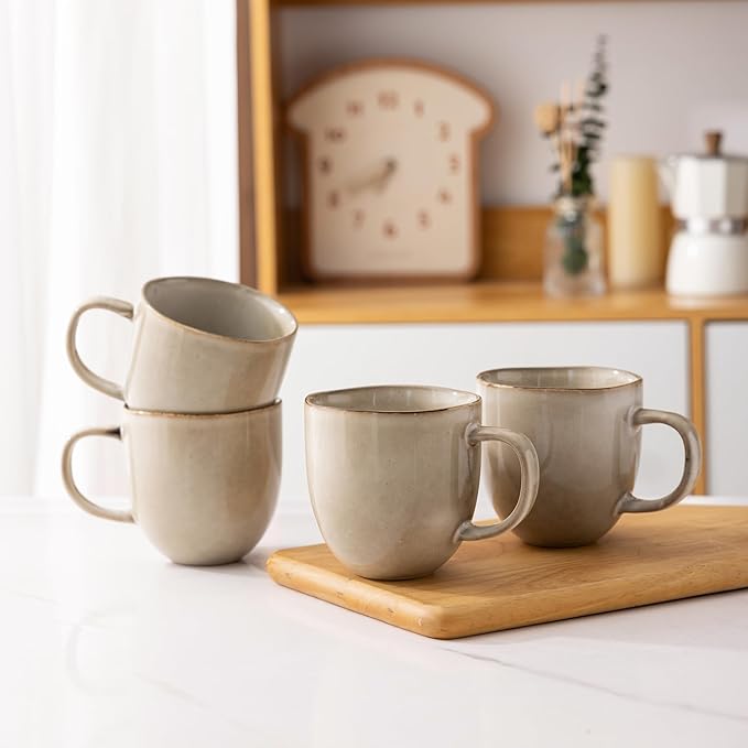 AmorArc 12oz Coffee Mugs, Ceramic Coffee Mugs set of 6 for Man, Woman, Dad, Mom, Modern Coffee Mugs with handle for Latte/Cappuccino/Milk/Cocoa. Dishwasher&Microwave Safe, Cappuccino-Ruum Studio Home