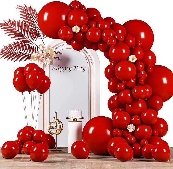 130pcs Ruby Red Balloons Different Sizes 18" 12" 10" 5" Dark Red Latex Balloon Garland Arch Kit for Birthday Baby Shower Graduation Wedding Valentine's Day Christmas Party Decorations-Ruum Studio Home