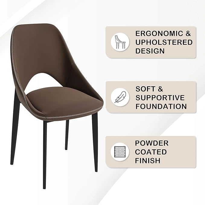 LeisureMod Amalfi Upholstered Fabric Dining Chair – Modern Side Chair with Iron Legs, Mid-Century Accent Chair for Dining Room or Kitchen-Ruum Studio Home