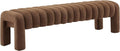 63" Bedroom Bench, Upholstered Entryway Bench, Modern End of Bed Ottoman with Solid Wood Legs and Adjustable Foot Pegs for Entryway, Dining Room and Living Room (Brown Boucle)-Ruum Studio Home