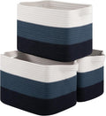 Storage Basket for Organizing, Woven Baskets for Storage, Rectangle Decorative Baskets for Shleves, Closet, Toys, Books, Nursery Organizer Bins - Pack of 3 (Gradient Blue)-Ruum Studio Home