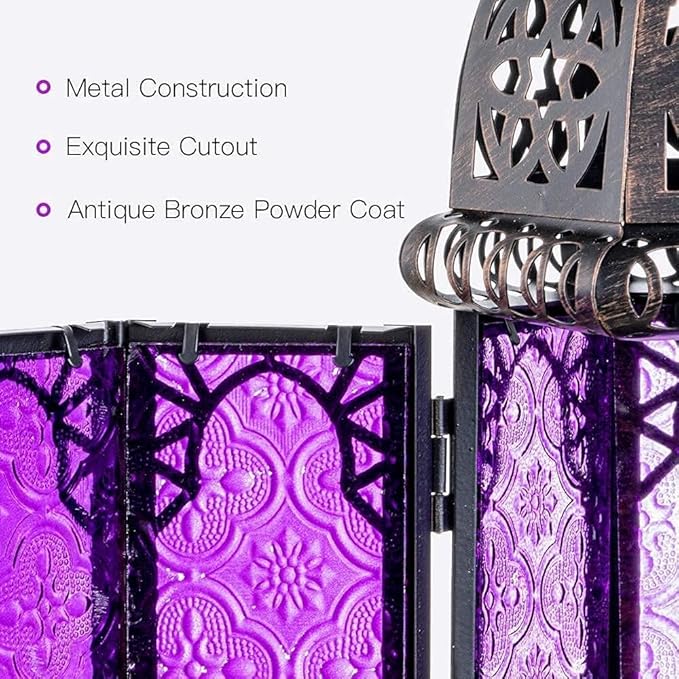 NEEDOMO Halloween Decorations,11'' Moroccan Lanterns Decorative Indoor & Outdoor, Vintage Christmas Candle Holder, Metal Lanterns Decorative, Table, Patio, Porch, Shelf, Christmas Spring Home Decor-Ruum Studio Home