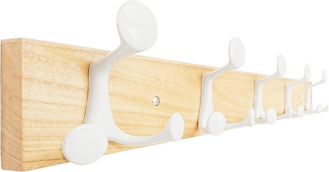 SKOLOO 24-Inch Natural Wood Coat Rack Wall Mount with 5 Triple Hooks - Ideal for Family Entrances, Classrooms, and Pet Supplies Storage - Perfect Coat Hooks for Wall-Ruum Studio Home