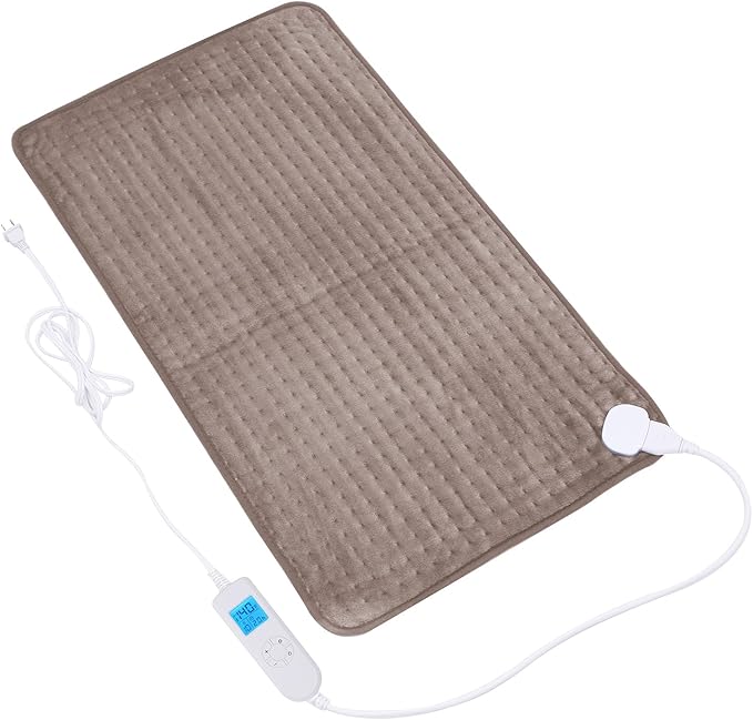 Ruqiji 17''x33'' XXXL King Size Heating Pad with Fast-Heating Technology&10 Temperature Settings, Flannel Electric Heating Pad/Pain Relief for Back/Neck/Shoulders/Menstrual Pain/Leg Cramp (Light Tan)-Ruum Studio Home