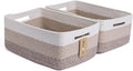 Large Storage Baskets for Shelves, Closet Organizers Bins for Clothes Blanket Towels, Baby Nursery, Toy Baskets Box, Woven Rope Baskets, 17 x 13 x 7.5”, 2 Packs Gradient Brown-Ruum Studio Home