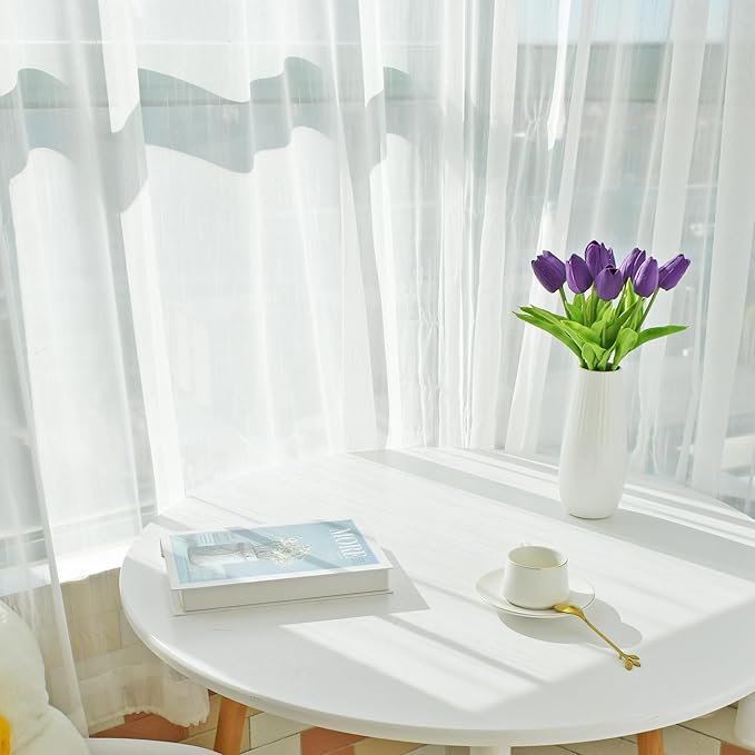 Mandy's Artificial Tulips 20 Stems Purple PU Faux Flowers for Wedding Home Decor 13.5 Inch-Ruum Studio Home