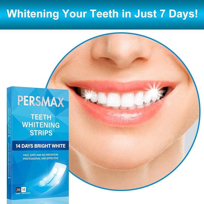 Teeth Whitening Strips for Sensitive Teeth Enamel Safe Whitening Kit No-Slip Remove Coffee Wine Smoking Stains Professional 14 Treatments 28 Strips-Ruum Studio Home