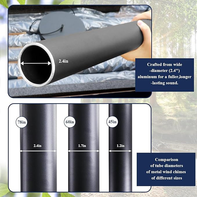 ASTARIN 78 Inch Wind Chimes for Outside with 6 Tubes Tuned Relaxing Melody, Extra Large Wind Chimes Outdoor Deep Tone for Patio, Backyard, Garden, and Outdoor Decor,Black-Ruum Studio Home