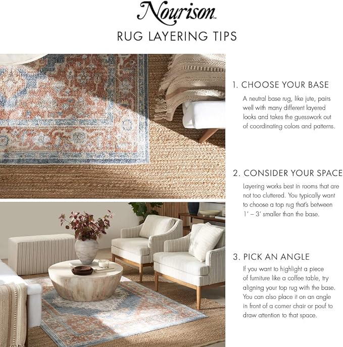 Nourison Home Positano 7' x 10' Terracotta Fabric Modern Area Rug (7' x 10')-Ruum Studio Home
