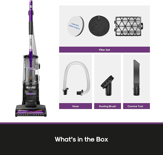 Eureka FlexReach Powerful Upright Vacuum Cleaner for Carpet and Hard Floor, Lift-Away Vacuum with Large Dust Cup, Anti-Tangle, NEU651PL, Purple-Ruum Studio Home