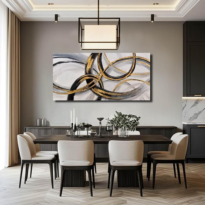 SOUGUAN Black Art Modern Art Picture for Bedroom Gray Abstract Oil Painting Home Decorations for Living Room Dining Room Office 24"x48"-Ruum Studio Home