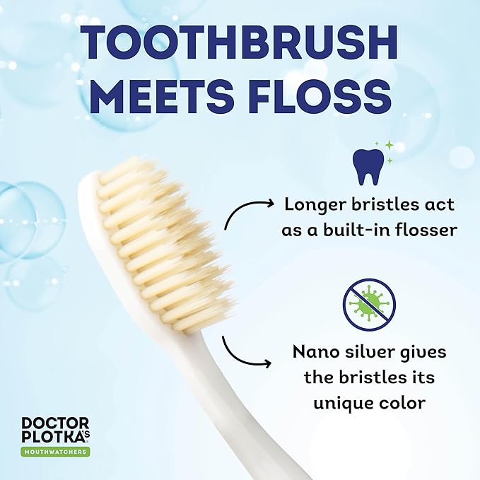MOUTHWATCHERS Soft Flossing Toothbrushes, Value Pack of 4, Red, Manual Toothbrush for Adults, Ultra Clean, Good for Sensitive Teeth and Gums, by Dr. Plotka's-Ruum Studio Home