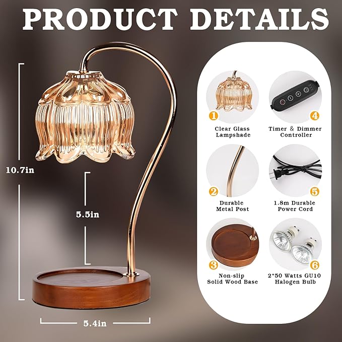 GEEZO Fragrance Candle Warmer Lamp，Electric Candle Warmer with Timer & Dimmer，Mom Christmas Birthday Gifts for Women, House Warming Gifts New Home Bedroom Decor-Ruum Studio Home