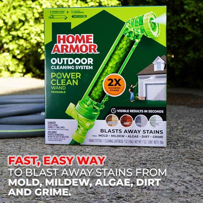 Home Armor Power Clean Wand, Outdoor Cleaning System, Blasts Away Stains from Mold, Mildew, Algae, Dirt and Grime for Visible Results in Seconds, No Scrubbing Required, Reusable-Ruum Studio Home