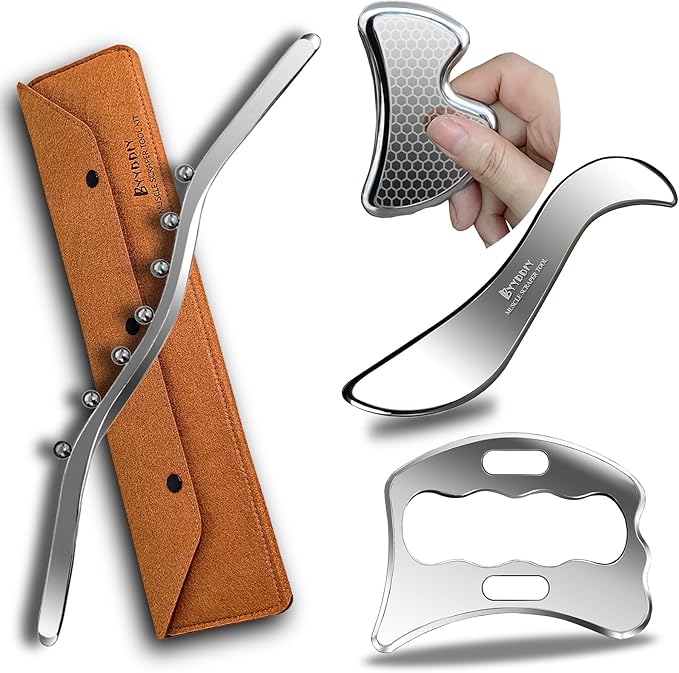 BYYDDIY Muscle Scraper Stick Set with Steel Balls for Lymphatic Drainage, Gua Sha Scraping Massage Tool, Release Myofascial Trigger Points for Physical Therapy (Mz-SBD2)-Ruum Studio Home