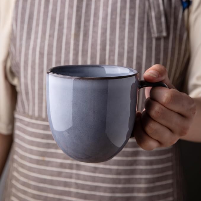 AmorArc 12oz Coffee Mugs, Ceramic Coffee Mugs set of 4 for Man, Woman, Dad, Mom, Modern Coffee Mugs with handle for Latte/Cappuccino/Milk/Cocoa. Dishwasher&Microwave Safe, Gray-Reactive Glaze-Ruum Studio Home