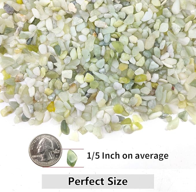 10LB Succulent and Cactus Pebbles, 1/5 Inch Jade Natural Decorative Polished Stones, River Rocks for Plants, Vases and Outdoor Gardening,Green-Ruum Studio Home