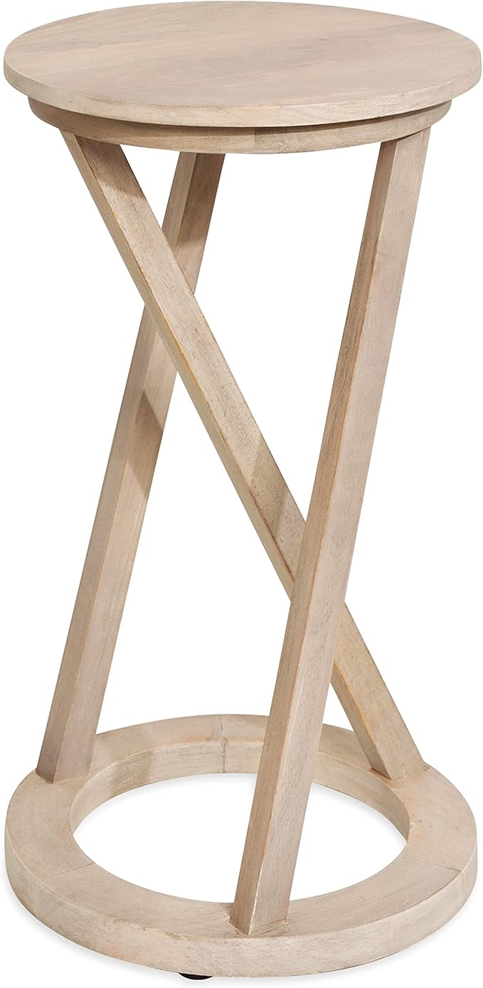 Kate and Laurel Aja Modern Round Side Table, 15 x 15 x 23, White, Decorative Modern Geometric Wood Bedroom Nightstand Table-Ruum Studio Home