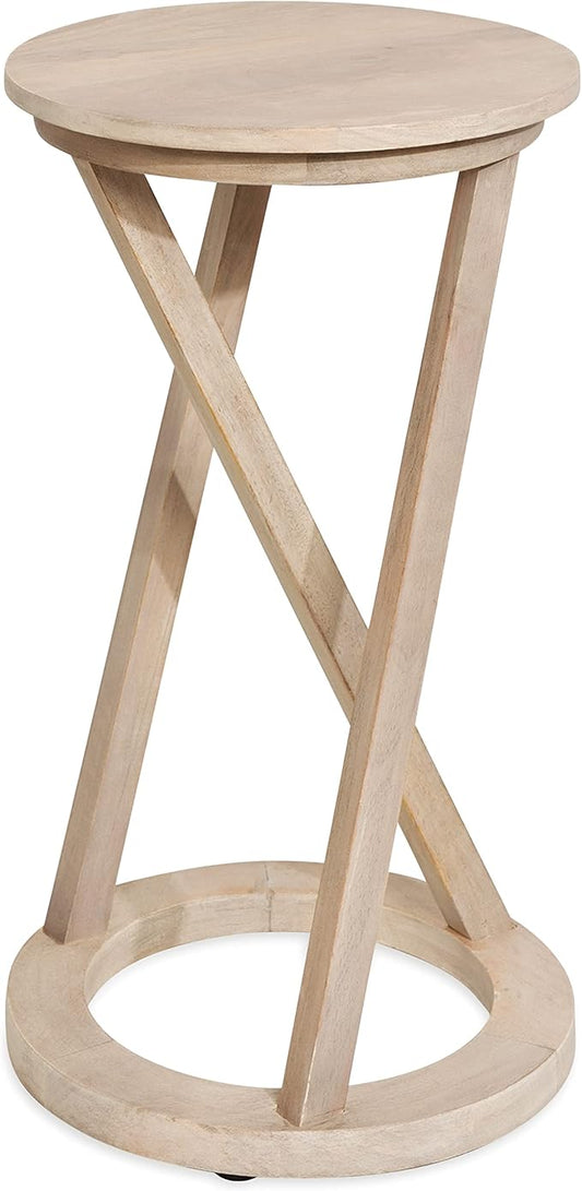 Kate and Laurel Aja Modern Round Side Table, 15 x 15 x 23, White, Decorative Modern Geometric Wood Bedroom Nightstand Table-Ruum Studio Home