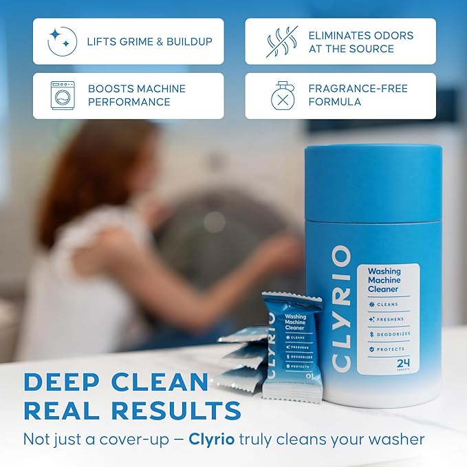 Clyrio Washing Machine Cleaner, 1-Year Supply of Washing Machine Cleaning Tablets, Great for Freshening Top and Front Loaders, 24 Concentrated Tablets-Ruum Studio Home