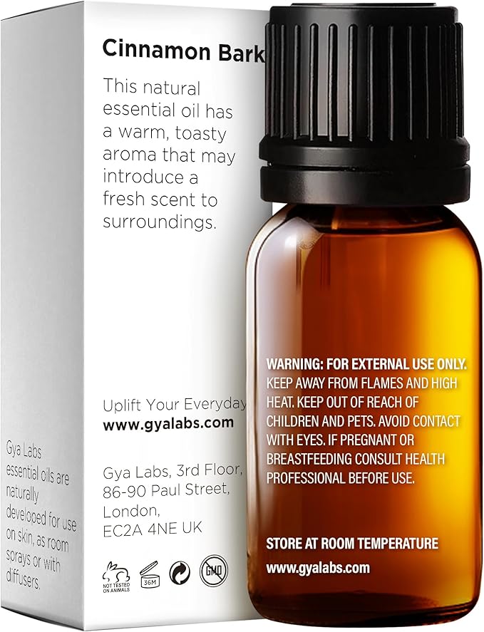 Gya Labs Cinnamon Essential Oil for Diffuser - 0.34 Fl Oz - 100% Pure Natural Cinnamon Bark Essential Oil for Skin, Hair, Lips Body & Candle Making Scent-Ruum Studio Home