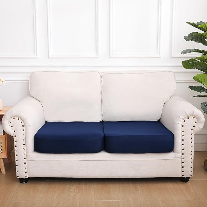 hyha Waterproof Couch Cushion Covers, Stretch Sofa Couch Seat Slipcover for Dog Washable, Non-Slip Waterproof Outdoor Cushion Covers for Patio Furniture Replacement (2 Pieces, Navy)-Ruum Studio Home