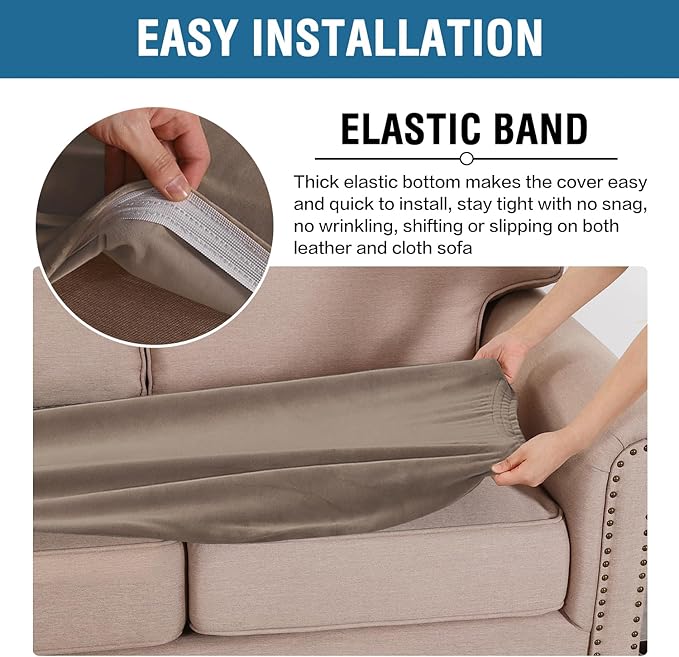H.VERSAILTEX Velvet Stretch Individual Couch Cushion Cover Plush Cushion Slipcover for Loveseat Sofa Cushion Furniture Protector Seat Cushion Sofa Cover (1 Piece Sofa Cushion Cover, Mocha)-Ruum Studio Home