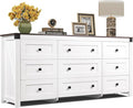 WLIVE Farmhouse Dresser for Bedroom, 63" Wide 9 Drawer Dresser Storage Organizer, Wood Chest of Drawers for Bedroom, TV Stand for 70 inch TV, for Living Room, Hallway, Ball Bearing Slide (White)-Ruum Studio Home