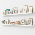 Picture Ledge Shelf, Floating Shelves Set of 2, Solid Pine Wood 72'' Long Large Nursery Book Shelves for Toys Storage, Kids Bookshelf for Living Room Bedroom Decor Books Photo Frames, White-Ruum Studio Home