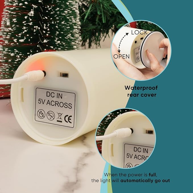 Homemory Rechargeable Flameless Candles, LED Candles, Battery Operated Candles with Remote and Timers, Outdoor Waterproof, Long Lasting, Set of 3-Ruum Studio Home