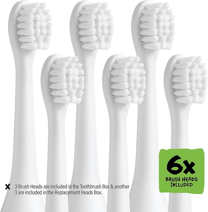 Kids Electric Toothbrush - Rechargeable Vibrating Toothbrush with Timer, Includes 6 Replacement Heads, Gently Cleans Teeth, for Girls and Boys, Kids & Toddlers Age 2+, Monster-Ruum Studio Home