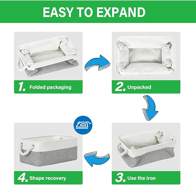 Bidtakay Small Baskets Fabric Storage Baskets for Organizing 3-Pack 12x8x5 Inch Collapsible Storage Bins for Shelves Canvas Bins for Closet Organization Home Baskets Storage Linen Closet S-White&Grey-Ruum Studio Home
