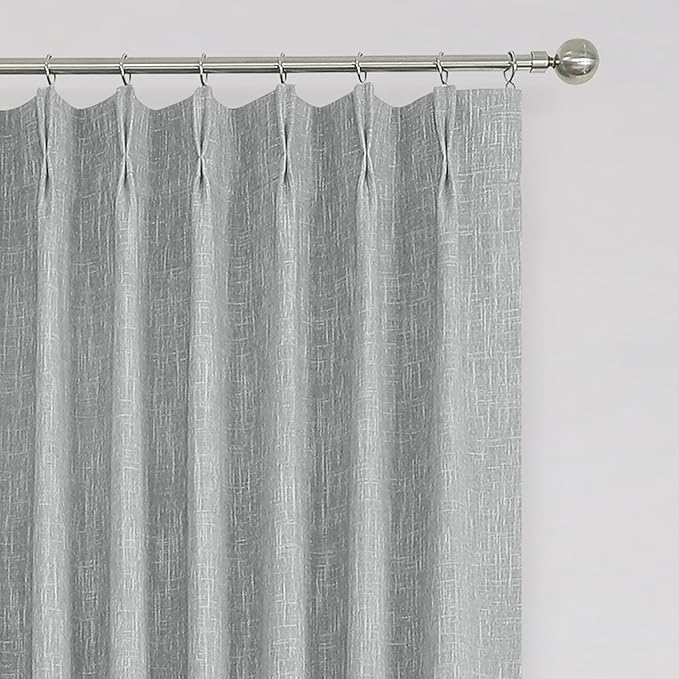 Vision Home Silver Grey Pinch Pleated Full Blackout Curtains Room Darkening Window Curtains 84 inch for Living Room Bedroom Thermal Insulated Pinch Pleat Drapes with Hooks Back Tab 2 Panel 40" Wx84 L-Ruum Studio Home