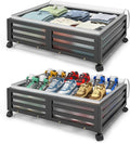 Under Bed Storage with Wheels-Large Bamboo Underbed storage Containers with Large Dust Bag Stackable Under the Bed Shoe Storage Bins for Clothes Books Bedding (2 Packs Black, 23.62"L×16.54"W× 6.51"H)-Ruum Studio Home