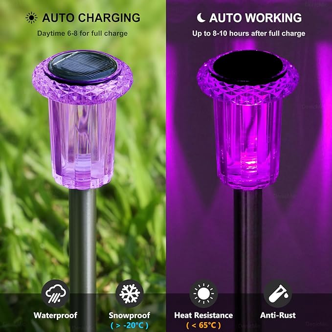 DenicMic Halloween Solar Lights Outdoor 10 Pack Purple LED Waterproof Yard Garden Patio Backyard Pathway Walkway Landscape Path Lawn Outside Halloween Decorations Outdoor-Ruum Studio Home