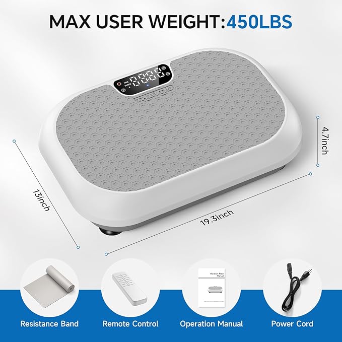 Vibration Plate Exercise Machine Weight Loss, Full Body Shaker Workout Vibration Plates Lymphatic Drainage, Stand Shake Vibrating Plate for Women Men 450 Lbs Capacity Fitness Platform-Ruum Studio Home