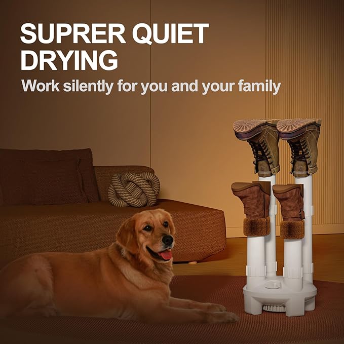 Boot Dryer, Shoe Dryer and Glove Dryer with Timer and Fan, White-Ruum Studio Home