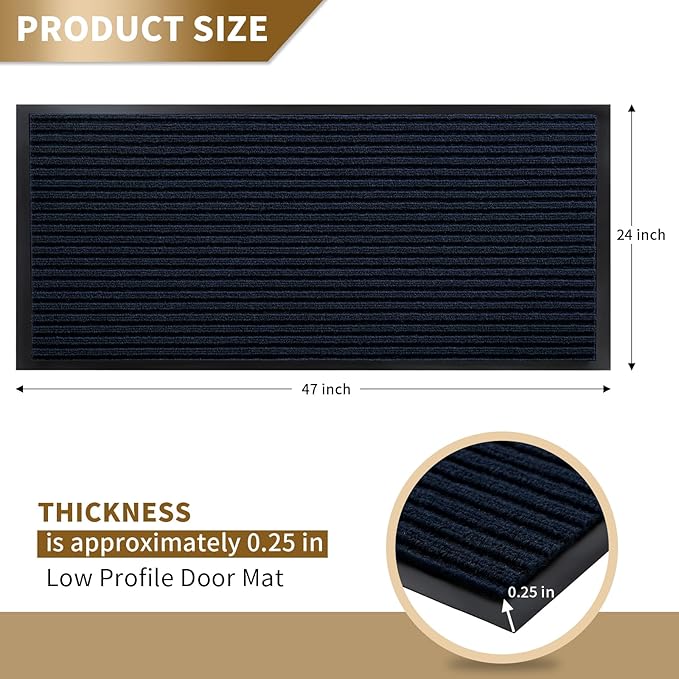 Yimobra Front Door Mat Outdoor Indoor Entrance, 100% Waterproof All-Season All Weather Doormat, Welcome Matt Outside Entry, Non Slip, Low Profile, Heavy Duty Patio Porch Floor Mats,47 x 24,Navy Blue-Ruum Studio Home