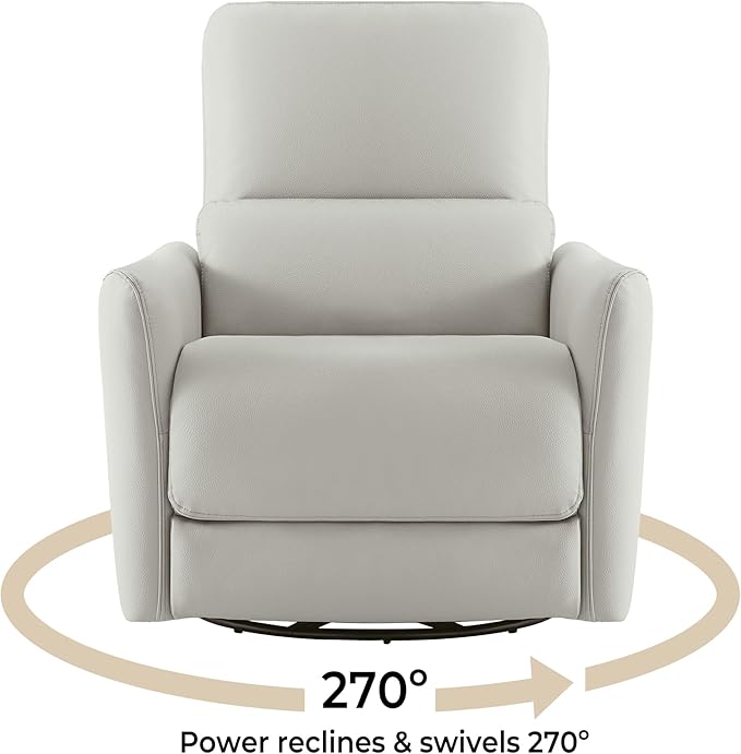 CHITA Power Recliner Chair Swivel Glider, FSC Certified Upholstered Faux Leather Living Room Nursery Reclining Sofa Chair with Lumbar Support, Cream-Ruum Studio Home