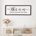 This is us Wall Decor Sign 32'' x 12'' Large Master Bedroom Home Life Story Wood Framed Vintage Family Sign Rustic Plaque Living Room Minimalist Farmhouse Hanging Wall Art (Black)-Ruum Studio Home