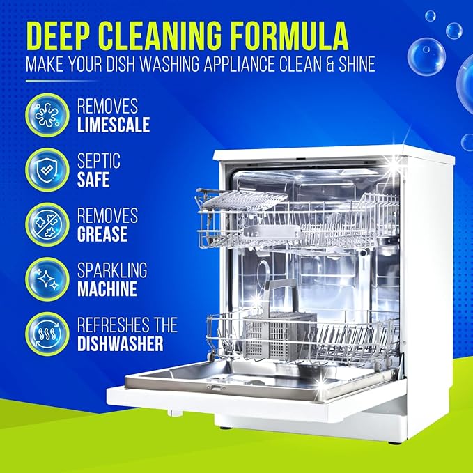 Washing Machine & Dishwasher Cleaner Tablets, 50 Count, Unscented, Compatible with Front/Top Loader & HE Washers, Removes Residue, Stains, Grime & Limescale, 12-Month Supply-Ruum Studio Home