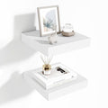 Fun Memories Floating Shelves for Wall 10 Inch, 10 Inch Deep Square Wall Shelves, Bathroom Storage Shelves Over Toilet, Wood Floating Shelves for Living Room Bedroom, White, Set of 2-Ruum Studio Home