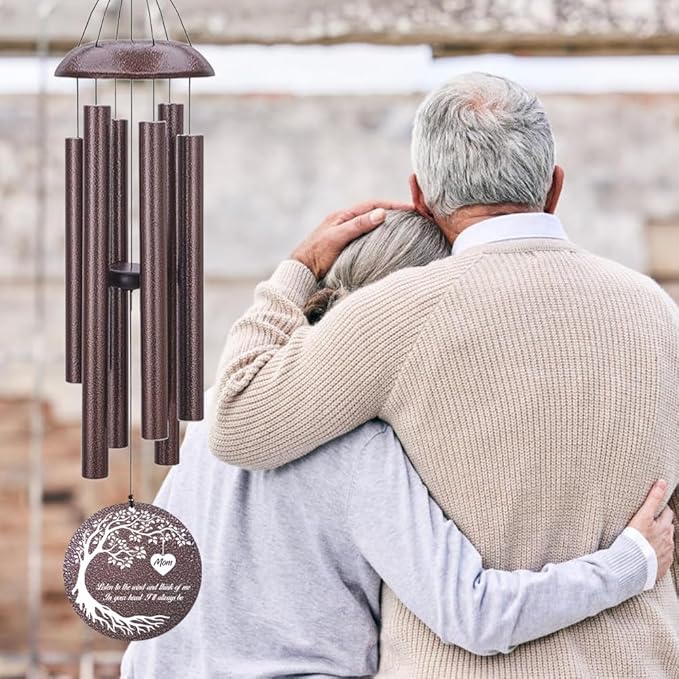 Personalized Memorial Wind Chime, Metal Wind Chime Deep Tone, Wind Chimes for Loss of Loved One, Sympathy Gift Loss of Mom Dad or Loved One, Decorative Wind Chimes Outdoor-Ruum Studio Home